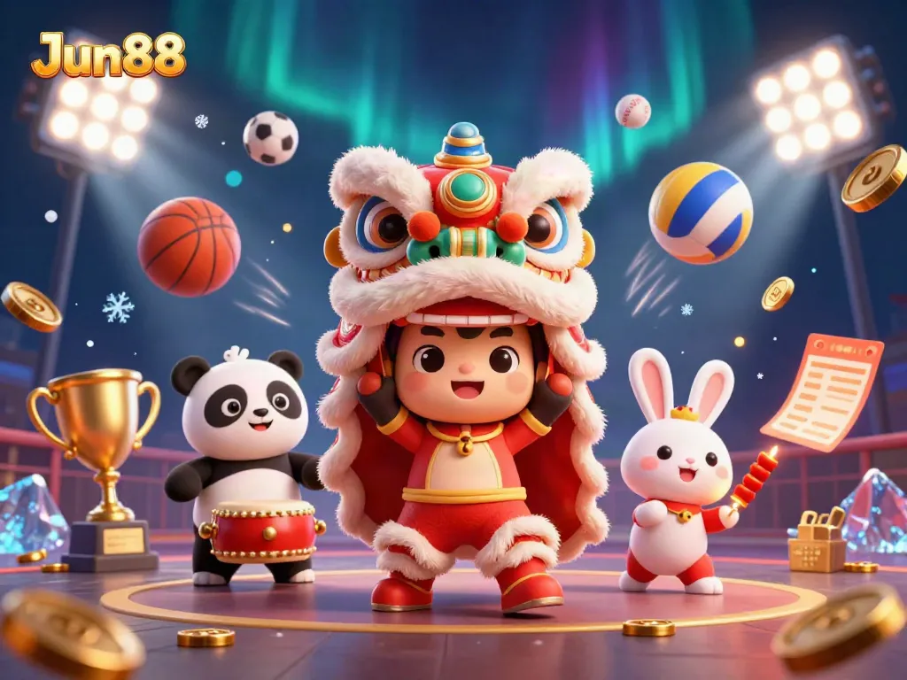 Experience the thrill of betting with Jun88's exciting Chinese New Year themed casino illustration.