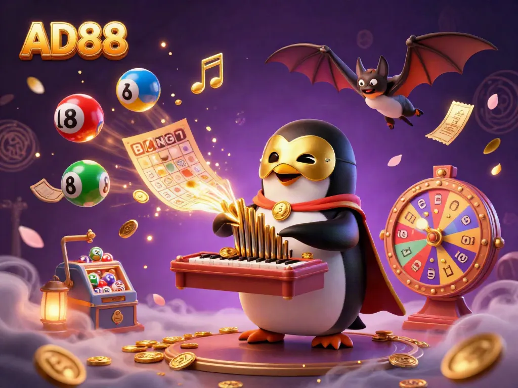 Experience thrilling gameplay with AD88's vibrant casino elements in a fantastical scene.